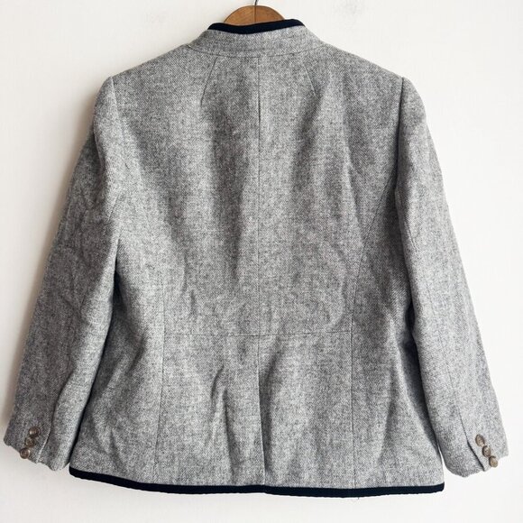 Talbots Grey Wool Blend Herringbone Classic One bUtton Blazer 14 - Picture 6 of 7